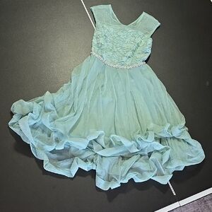 Speechless Mint Green Kids Dress with Lace Bodice